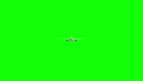 Avión-Aterrizando-Y-Viniendo-Hacia-La-Cámara-En-Pantalla-Verde-4k