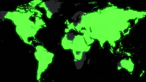 Weltkarte-Auf-Animation,-Wenn-Sie-Allmählich-Von-Der-Sich-Schnell-Ausbreitenden-Grünen-Farbe-Absorbiert-Wird,-Die-Die-Virusinfektion-Des-Planeten-Und-Den-Rückzug-Konsistenter-Covid-19-Zeigt,-Wenn-Der-Ganze-Planet