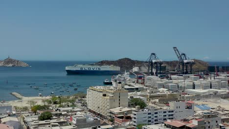 Aerial-view-on-Santa-Marta-port-in-Colombia