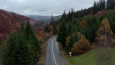 Bergstraße-Durch-Den-Wald-Im-Herbst-In-Rumänien