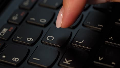 Pushing-O-button-on-the-black-keyboard