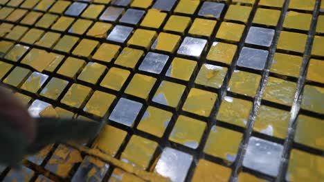 FRP-square-mosaic-cubes-shape-touch-up---stock-footage---Industrial-stock-footage