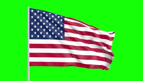 Nationalflagge-Der-Usa-Weht-Im-Wind-Auf-Grünem-Bildschirm-Mit-Alpha-matte