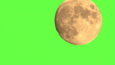 Large-Colourful-Full-Moon-Rising-On-Green-Screen-Background,-Astro-Time-Lapse