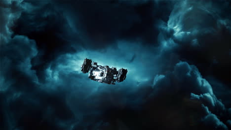 Dropship-Flying-Through-Storm-Clouds-Towards-the-Camera