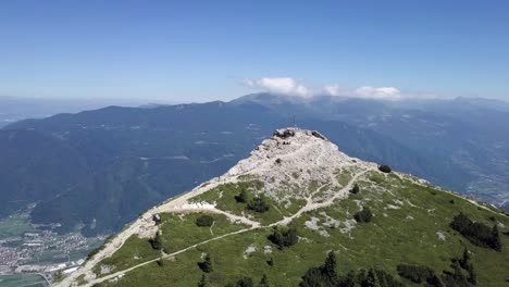 Aerial-panoramic-view-of-Cima-Vezzena,-also-called-Pizzo-di-Levico-in-Trento,-Italy