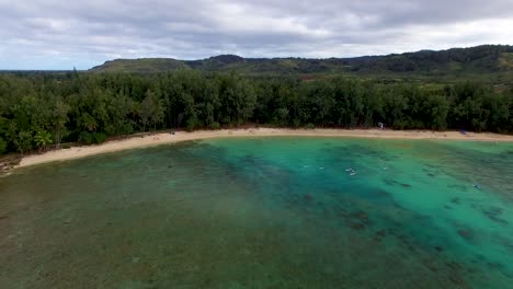 Aerial-shot-of-Kawela-Bay-Beech-Park-near-the-Turtle-Bay-Resort-in-Hawaii