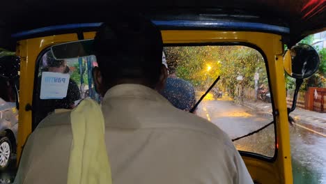 A-rickshaw-driver-is-driving-in-the-streets-of-Agra-in-India