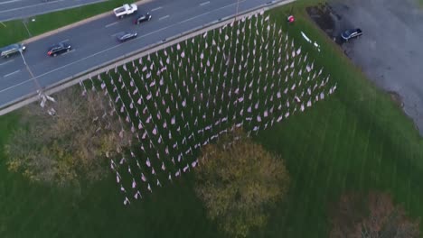 Aerial-view-of-United-States-Flag-display-honoring-military-heroes