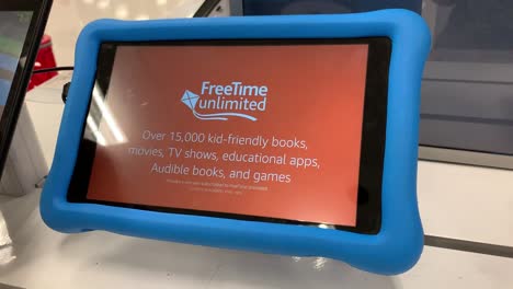 FIRE-HD-8-Kids-Edition-tablet-on-display-for-passing-customers-in-the-electronics-section-of-a-local-Target-store