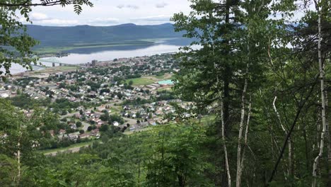 View-of-Campbellton,-New-Brunswick-in-July-2019-from-Sugarloaf-Mountain