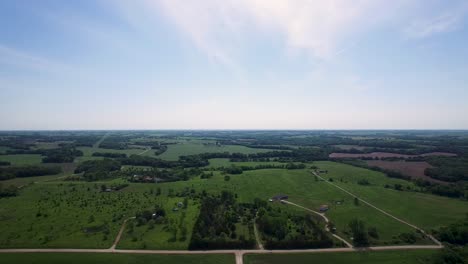 Aerial-wide-view-under-of-American-prairie-grassland-Kansas,USA