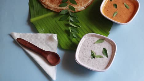 Rotating-masala-dosa,South-Indian-meal-Set-Dosa-,sambhar-and-coconut-chutney