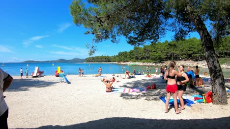 One-of-many-Pakostane-beaches-in-Croatia-in-time-lapse-to-show-busyness-of-sunbathers