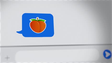 Emoji-chat-message-of-an-apricot-fruit-pop-on-screen-during-conversation