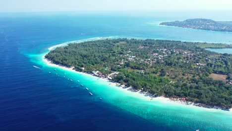 Bali,-Indonesia,-Aerial-panorama,-Gili-Islands-off-the-coast-of-Lombok