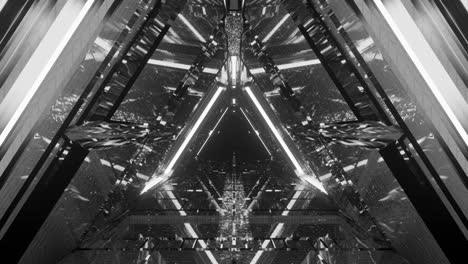 Eintritt-In-Hochreflektierenden-Monochromatischen-Dreieckigen-Weltraumtunnel