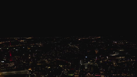 Aerial-view-of-Illuminated-city-center-at-night