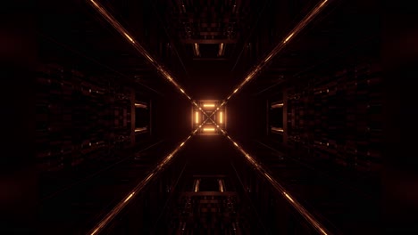 Immersing-into-square-shape-tunnel-with-glowing-golden-squares-emitting-from-center