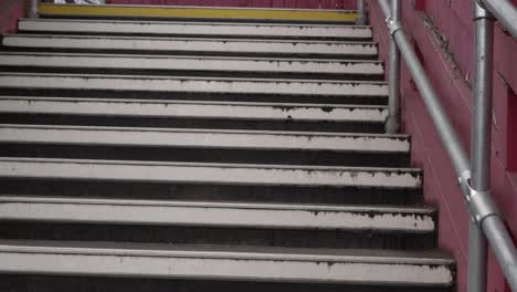 Empty-urban-steps-at-train-station-wide-shot