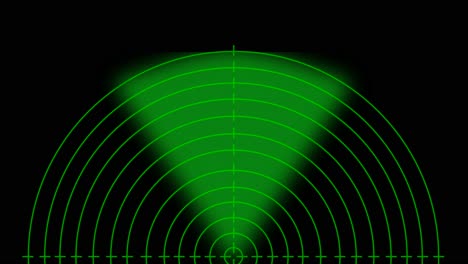 Close-up-shot-of-green-radar-animation-screen-on-black-background