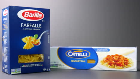 Pasta-packaging,-Barilla,-Catelli,-Farfalle,-Spaghetti,-food,-cook,-cooking-ingredients,-culinary,-nutrition