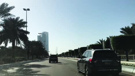Driving-inside-a-car-in-Dubai-downtown