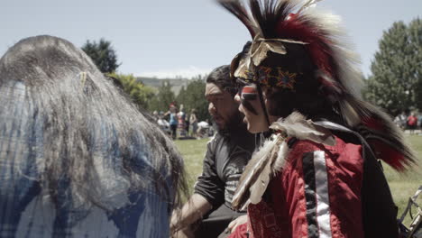 Indigenous-men-drumming-in-costume