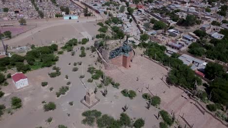 Beautiful-cityscape-of-Humahuaca-with-the-Tower-of-Santa-Barbara-and-the-Monument-to-the-Heroes-of-Independence-at-a-sunny-day