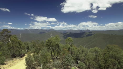 Aerial-shot-flying-towards-the-mountains-of-the-Victorian-High-Country,-Australia