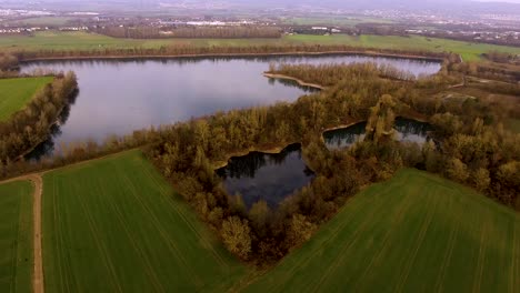 One-big-lake-and-three-small-Ponds-from-the-top-view