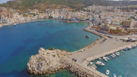 Aerial:-View-of-the-harbour-and-city-of-Karpathos