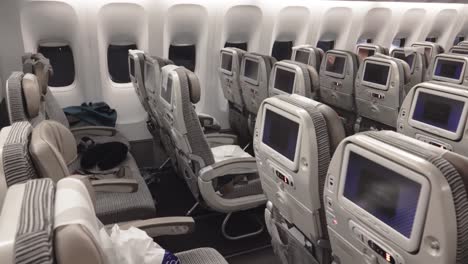 Commercial-Airplane-Cabin-with-empty-rows-of-seat