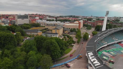 Aerial-view-of-the-giant-arena-Ullevi-located-in-Gothenburg,-Sweden