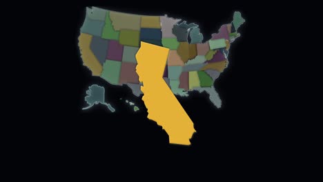 Der-Bundesstaat-Kalifornien-Ist-Hervorgehoben-–-Karte-Der-USA-–-Vereinigte-Staaten
