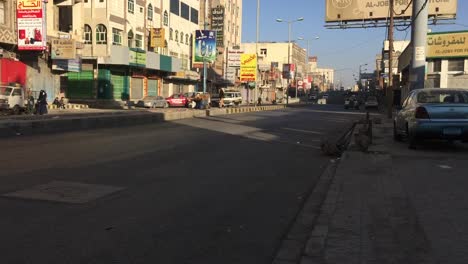calm-nice-morning-in-Sana'a-city,-Taiz-street-people-startig-their-day