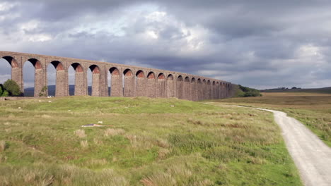 Rising-Aerial-Shot-Revealing-Ribblehead-Viaduct-in-the-Yorkshire-Dales-National-Park