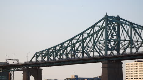 Bridge,-Modern-architecture,-cityscape,-bridge-structure,-skyline,-landscape,-urban,-city-transportation,-panoramic-view-of-Jacques-Cartier-Bridge,-Montreal,-Canada