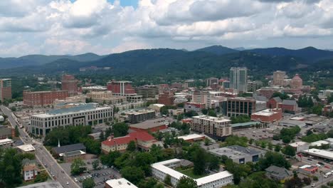 Aerial-shot-of-downtown-Asheville,-NC