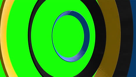 Schwarze,-Gelbe-Und-Blaue-Ringe-Rotieren-Und-Pulsieren-Und-Drehen-Sich-über-Dem-Greenscreen-Hintergrund