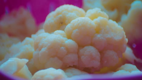 Hot-Boiled-White-Cauliflower-With-a-Steam,-Macro-Close-Up
