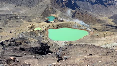 Green-sulphur-pools-on-the-top-of-a-mountain-range-in-New-Zealand