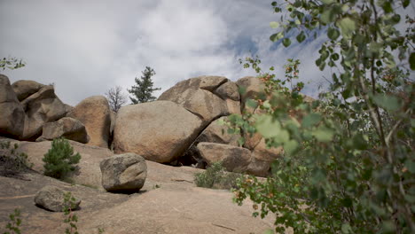 Slider-shot-revealing-big-boulder-rock-formations-in-Rocky-Mountain-National-Park