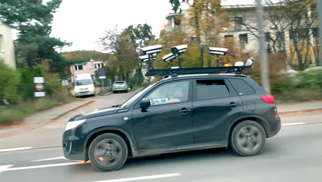 Camera-on-top-of-Street-View-Car,-big-camera-system-on-the-roof-of-a-car