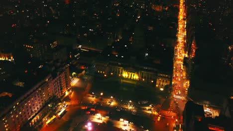 Aerial-drone-footage-of-Congress-in-Buenos-Aires,-Argentina