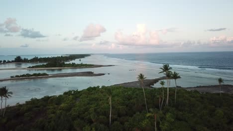 Aerial-of-beach-setting-Tarawa,-Kiribati-in-4K