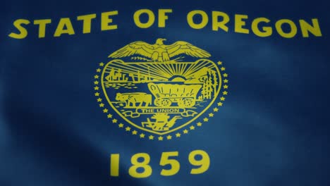 Flag-of-Oregon,-slow-motion-waving