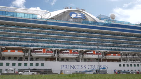 Wide-Shot-Of-Crown-Princess-Cruise-Ship-In-The-Harbor