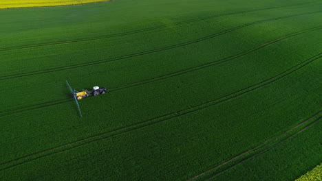 Tractor-spraying-big-endless-green-field