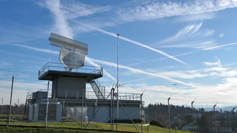 Wide-angle-shot-of-an-Airport-Surveillance-Radar-,-Switzerland